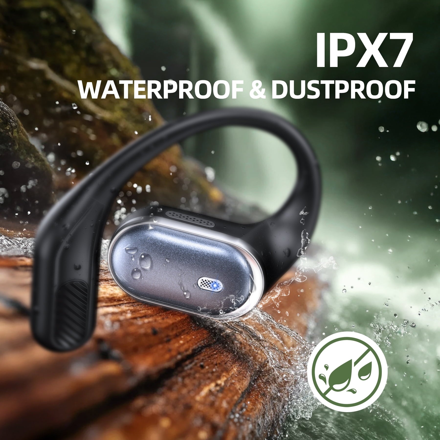 VEATOOL T6 Open Ear Headphones,Bluetooth 6.0 Wireless Earbuds,72H Playtime Stereo Sound Earphones,Air Conduction IPX7 Waterproof Open Ear Earbud with Ear Hooks, Sport Headset for Cycling Workouts