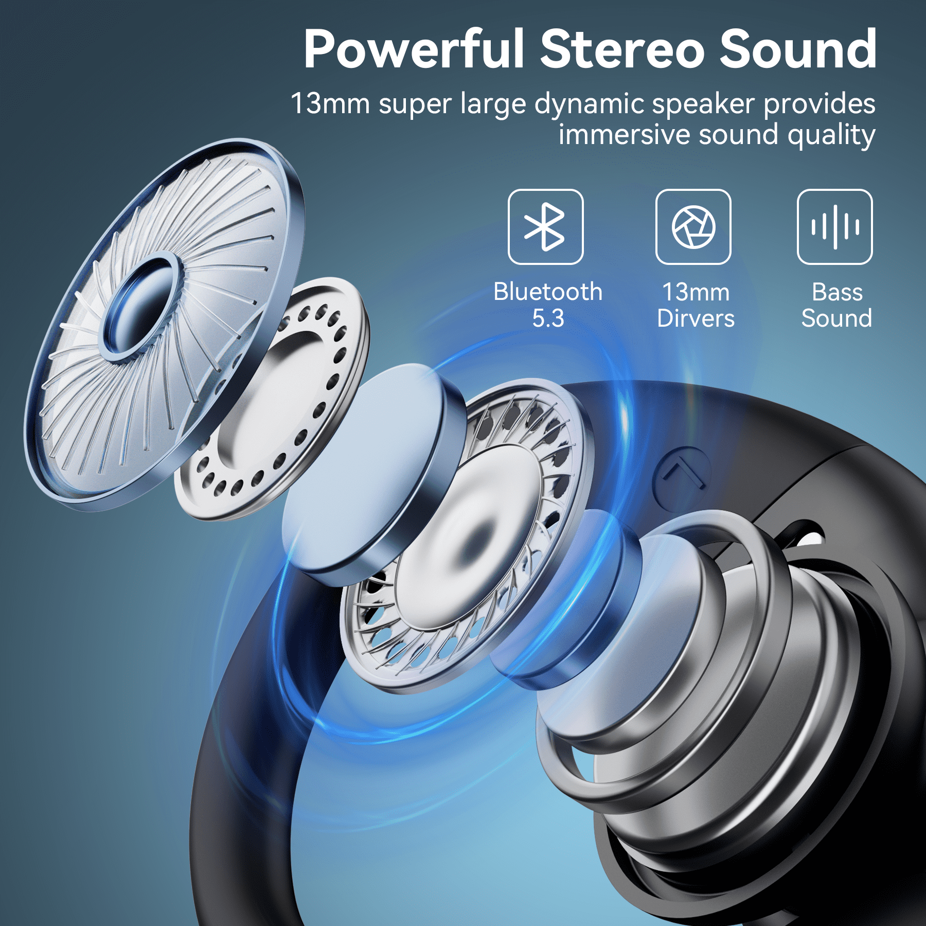 VEAT00L V6 Bluetooth Headphones Wireless Earbuds 88Hrs Playback Sport Ear Buds with Earhook Digital Display Charging Case IPX7 Waterproof Earbud Deep Bass Running Earphones for iOS Android Cellphone
