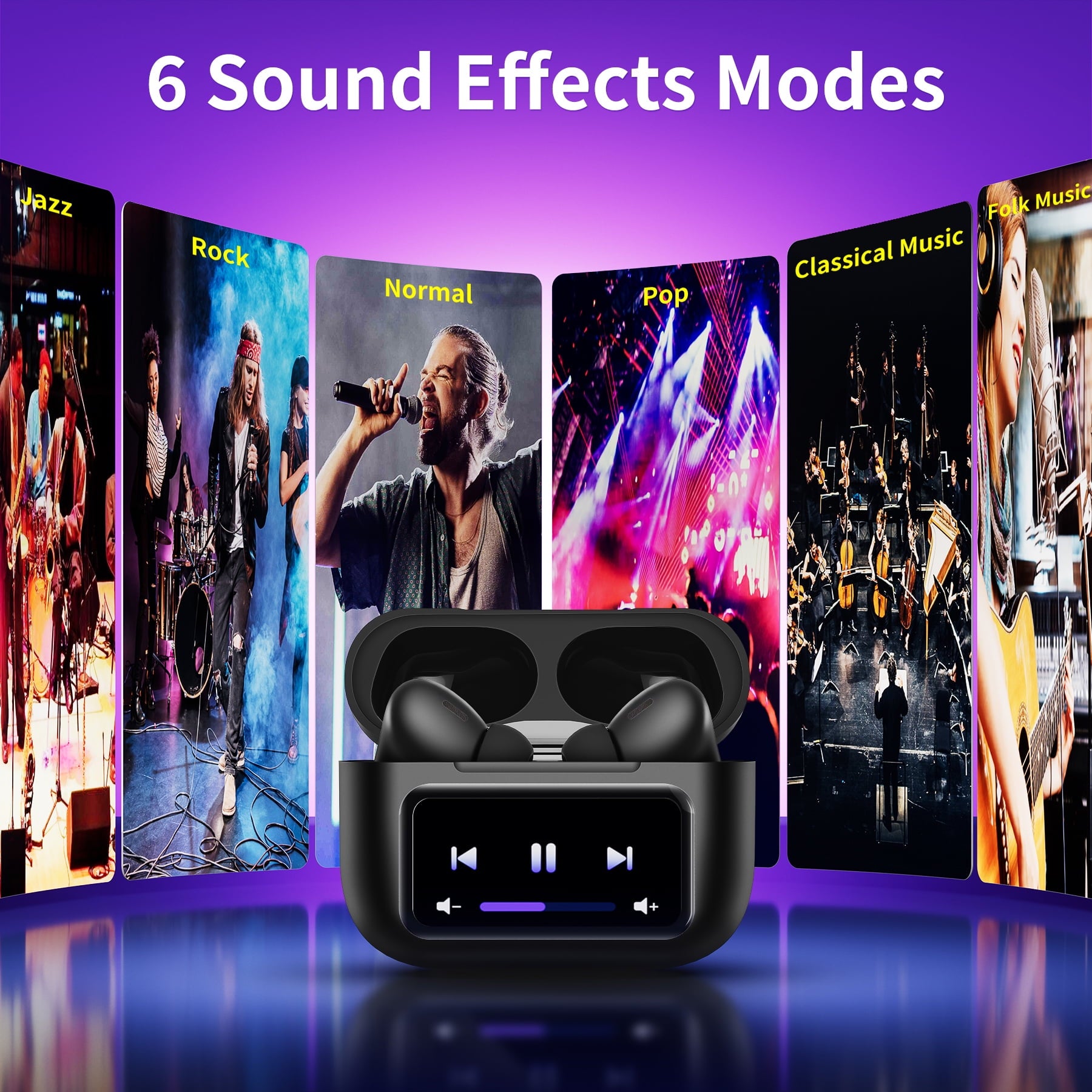STA Wireless Earbuds, Bluetooth 5.4 Ear Buds with Multifunctional Touch Screen, ANC/ENC Noise Cancelling Headphones with 70H Playtime, Bass Stereo Sound, for Laptop, Android/iOS, Pad